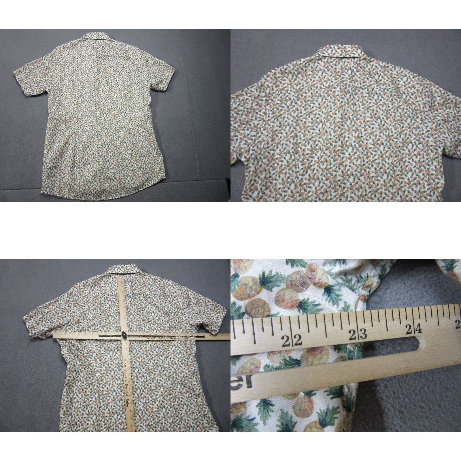 Eton VINTAGE? No — ETON Shirt Mens 16 Large Pineapple All Over Print Short Sleeve Contemporary White Cotton Slim Designer Shirt Size US L / EU 52-54 / 3 - 8 Thumbnail