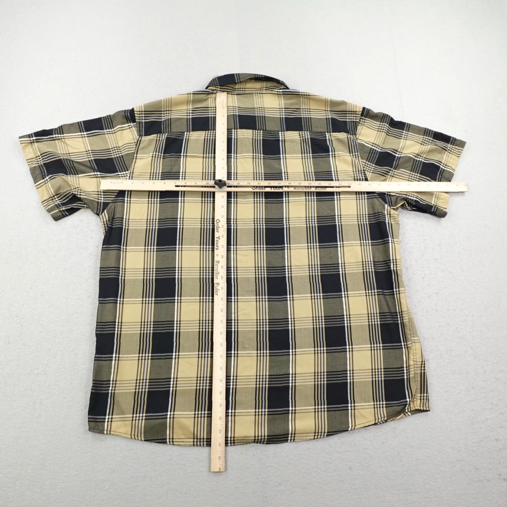 Vintage Dixxon Flannel Shirt Mens 4XL Black Beige Plaid Drexyl Bamboo Blend Short Sleeve Size US XXL / EU 58 / 5 - 6 Thumbnail