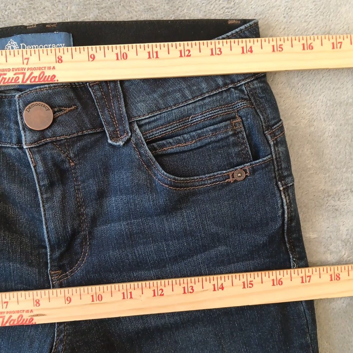 Vintage Democracy Absolution Skinny Jeans Womens Size 6 Blue Dark Wash Stretch 28x29 Jeans Womens Denim 5-Pocket Distressed-free Size 28" / US 6 / IT 42 - 3 Thumbnail
