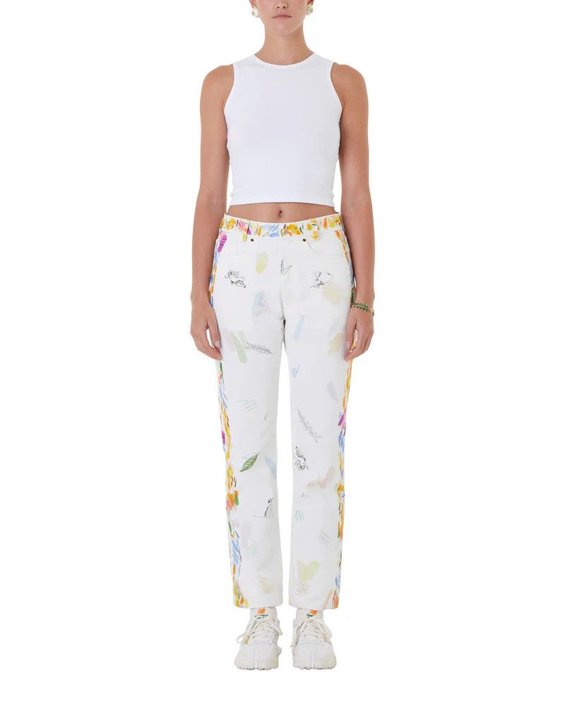 Casablanca White Work In Progress Paint Straight Jeans Size 25" / US 0 / IT 36 - 3 Thumbnail