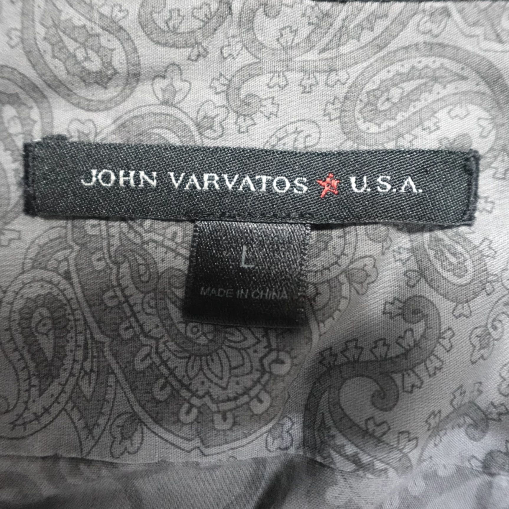 John Varvatos VINTAGE John Varvatos Shirt Gray Paisley Print All Over Cotton Long Sleeve (if vintage) Size US L / EU 52-54 / 3 - 3 Thumbnail
