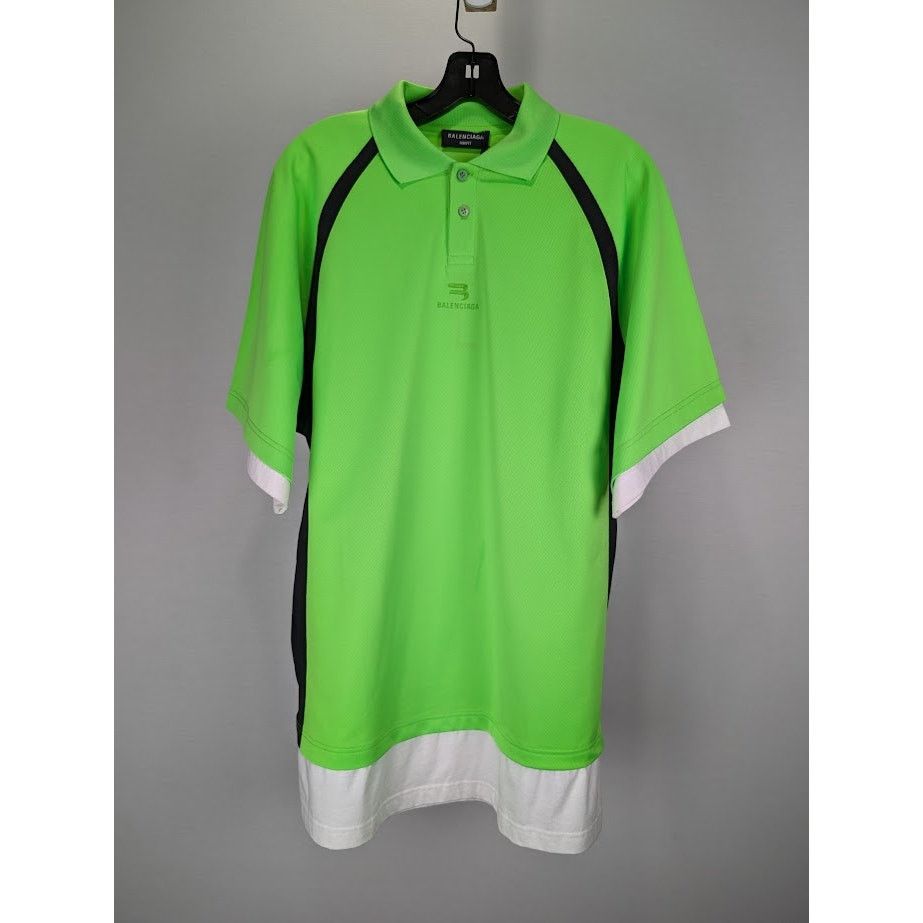 Balenciaga o1rshd1 Layered S/S Polo Shirt Pique in Green-Dark Green Size US XXS / EU 40 - 1 Thumbnail