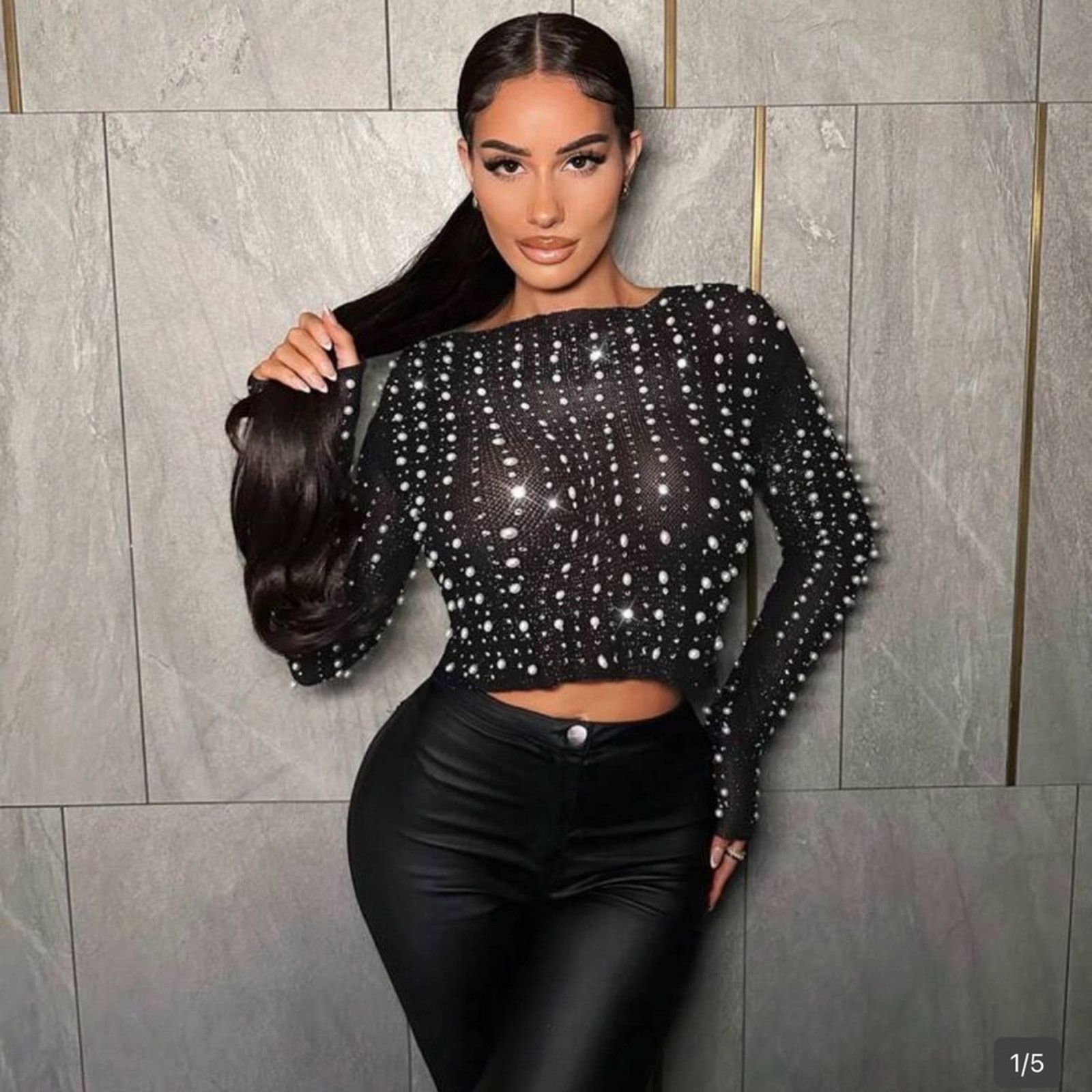 Other New Elegant Black Beaded Women's Pearl Top size XS Size XS / US 0-2 / IT 36-38 - 1 Thumbnail