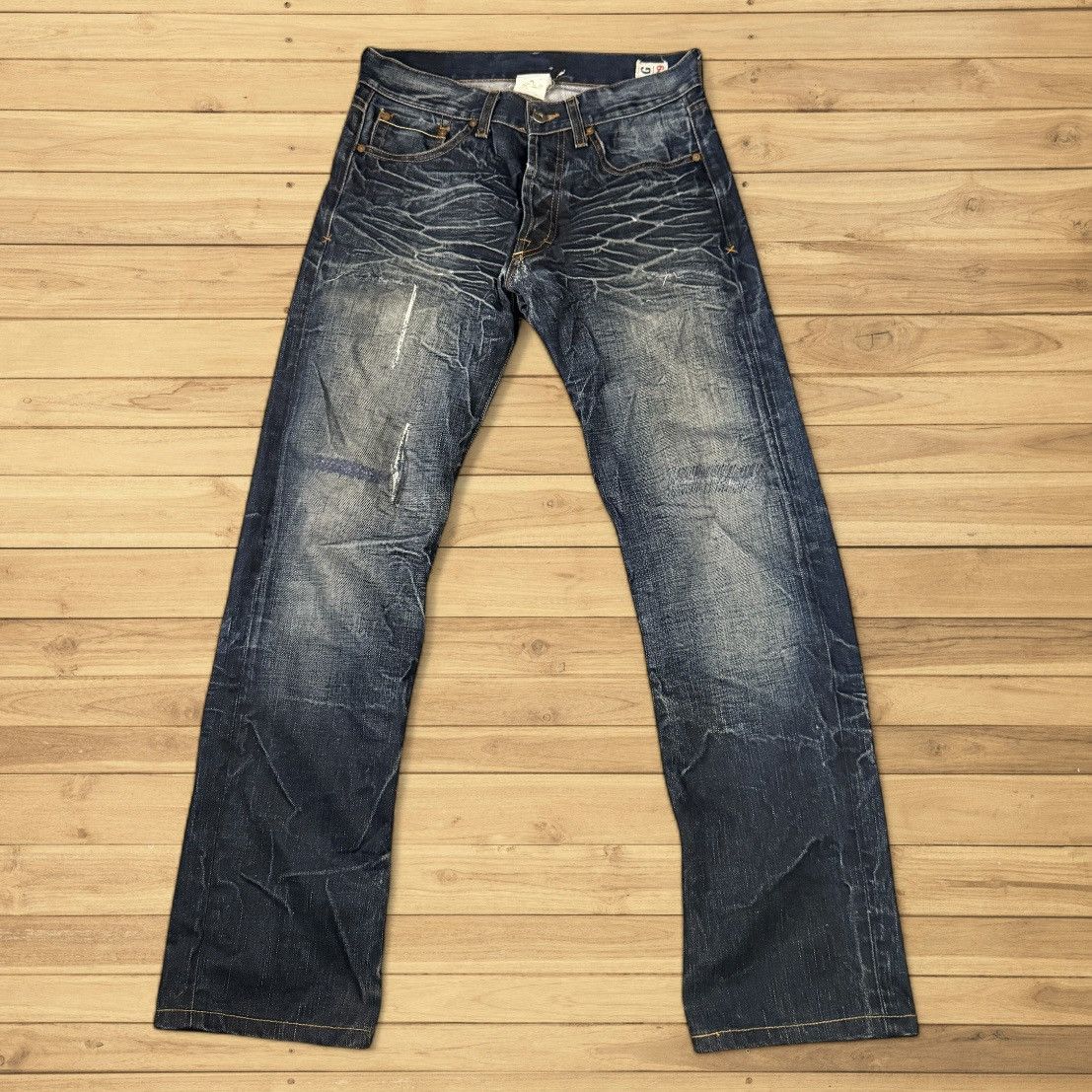 G-Star 🔥🇯🇵 Japanese Distressed Raw G-Brand Hard HoneyComb Denim Size US 29 - 2 Thumbnail