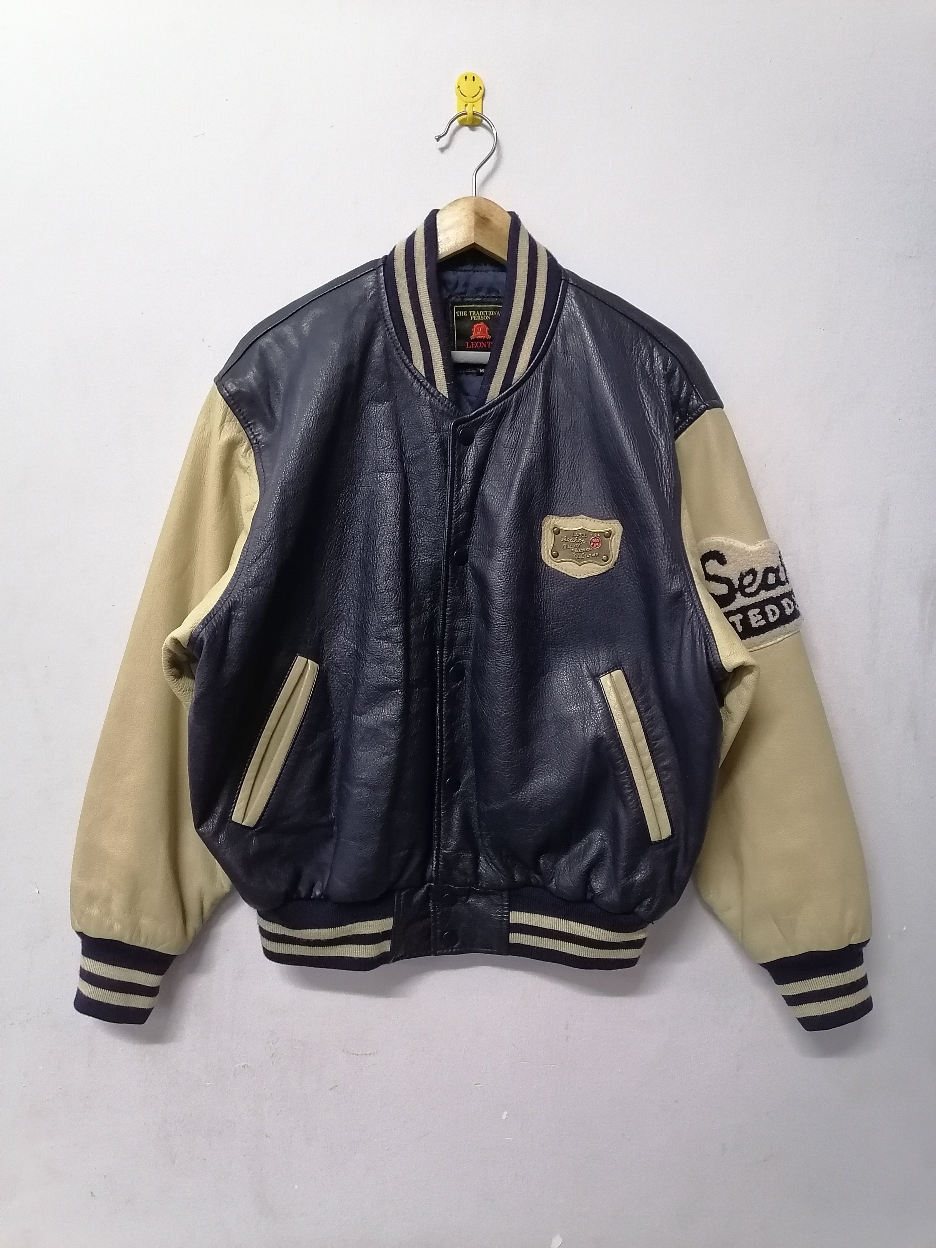 Vintage Vintage Leonte Seahop Teddy Varsity Leather Jacket Size US M / EU 48-50 / 2 - 1 Thumbnail