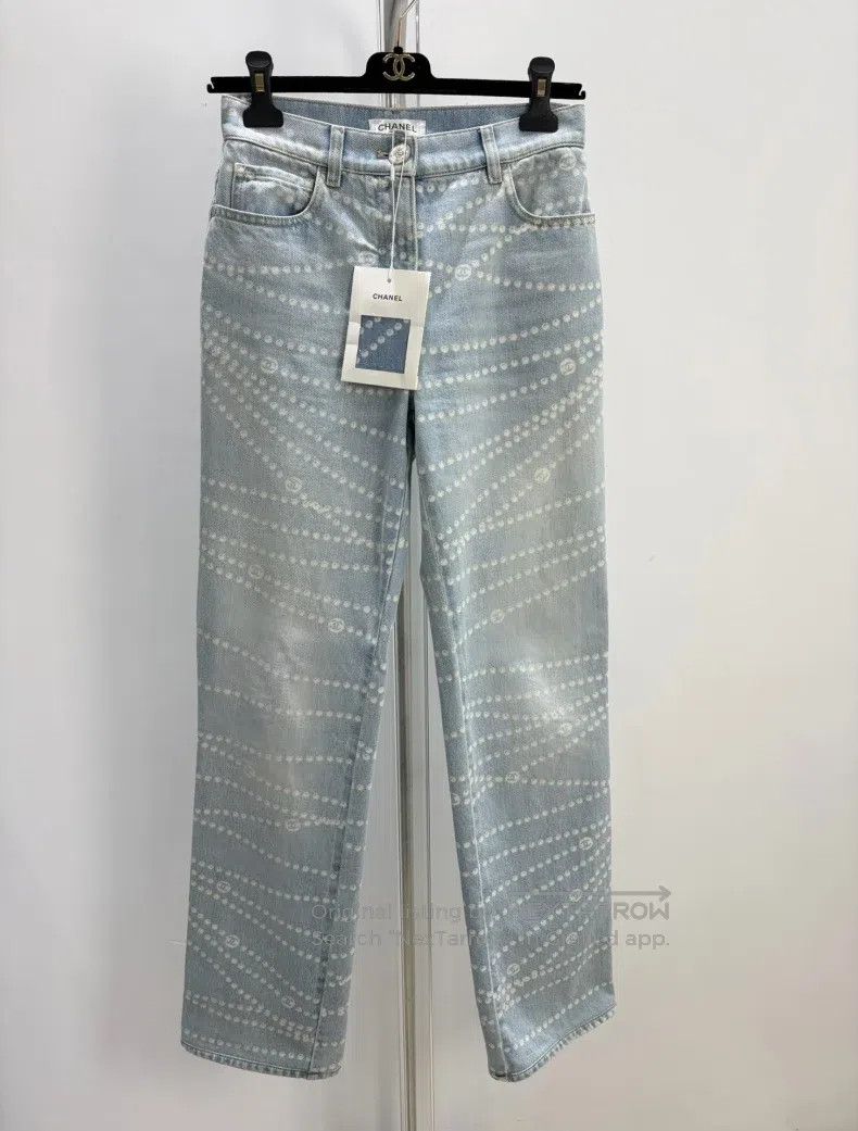 Chanel Chanel Light blue straight jeans Size 42" / US 20 - 1 Thumbnail