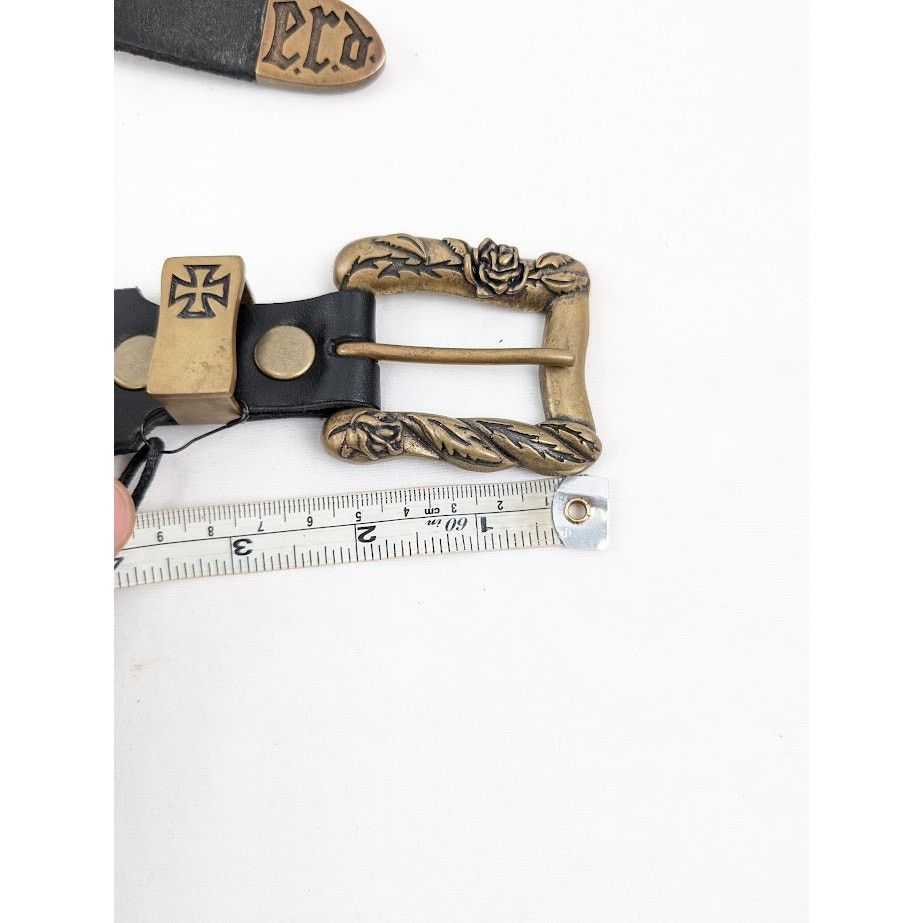 Enfants Riches Deprimes o1rshd1 Size: 90 / Antique Brass Jesus Coin Belt Black/Brass Size 36 - 18 Thumbnail