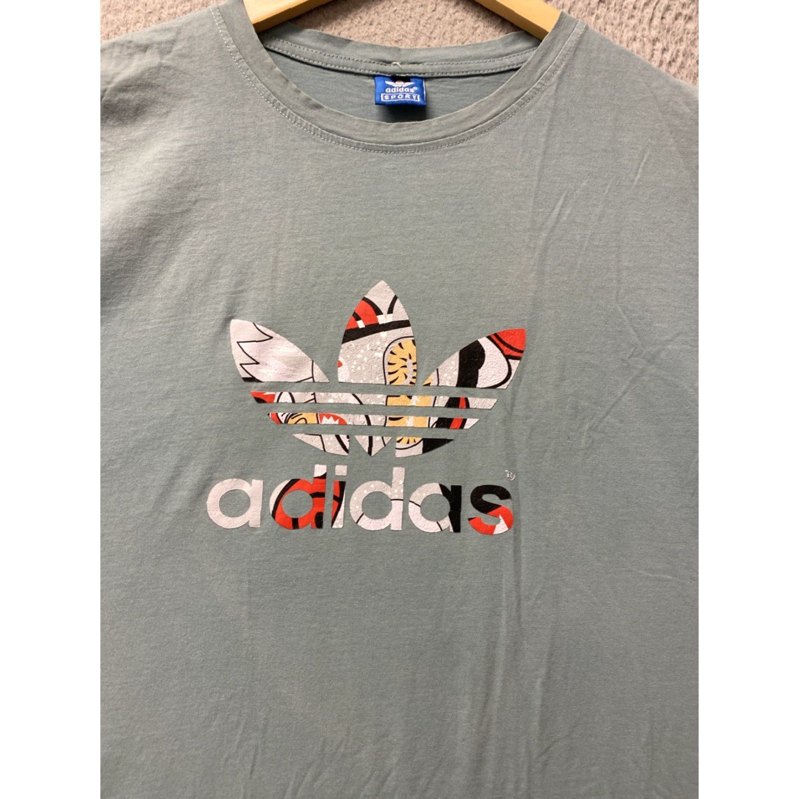 Adidas Adidas Men's T-Shirt Crew Neck Short Sleeve Logo Graphic Cotton Casual Athletic XL Teal Green Size US XL / EU 56 / 4 - 2 Thumbnail