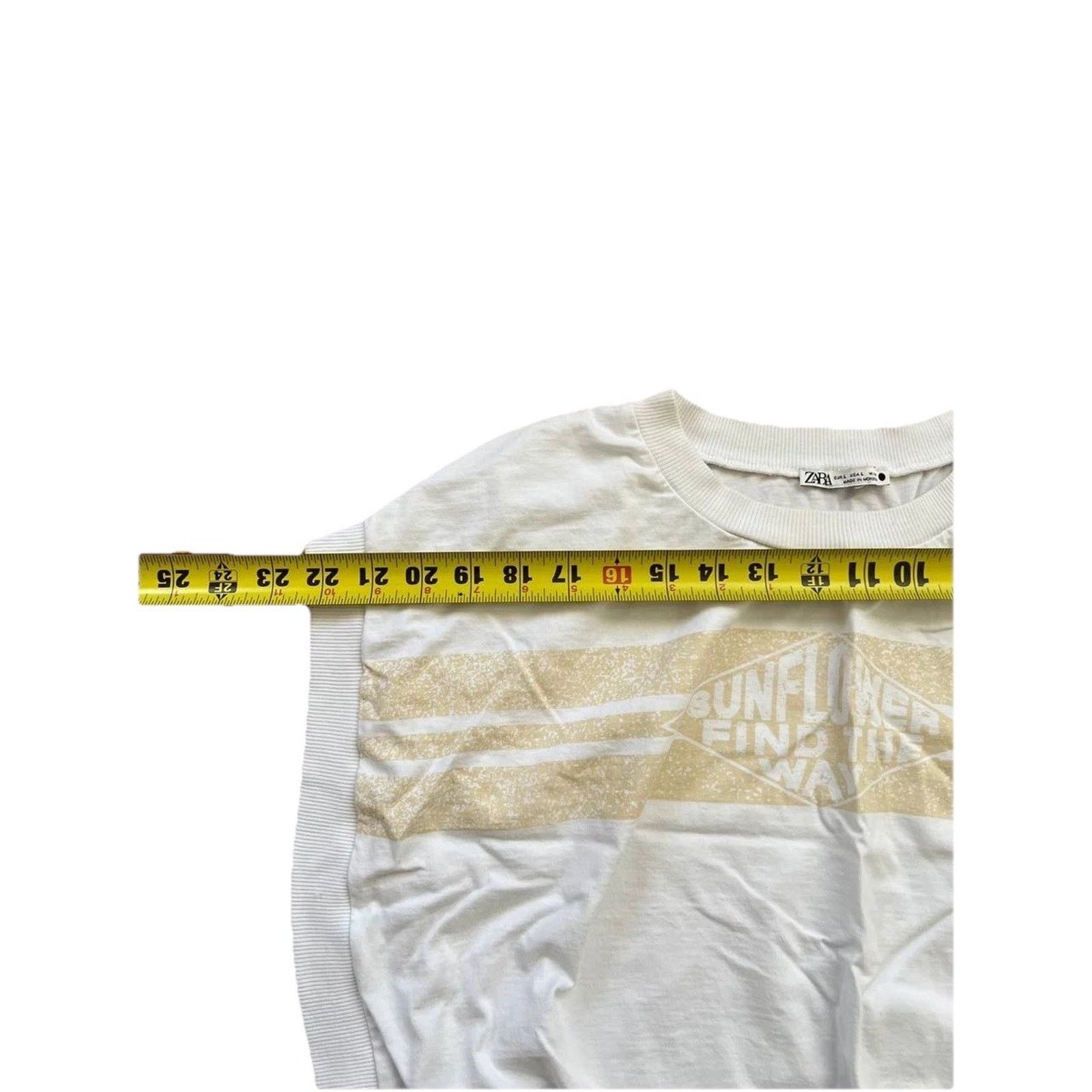 Zara ZARA Women Short Sleeve T Shirt Blend Top Whi Size L A000873 Size L / US 10 / IT 46 - 3 Thumbnail