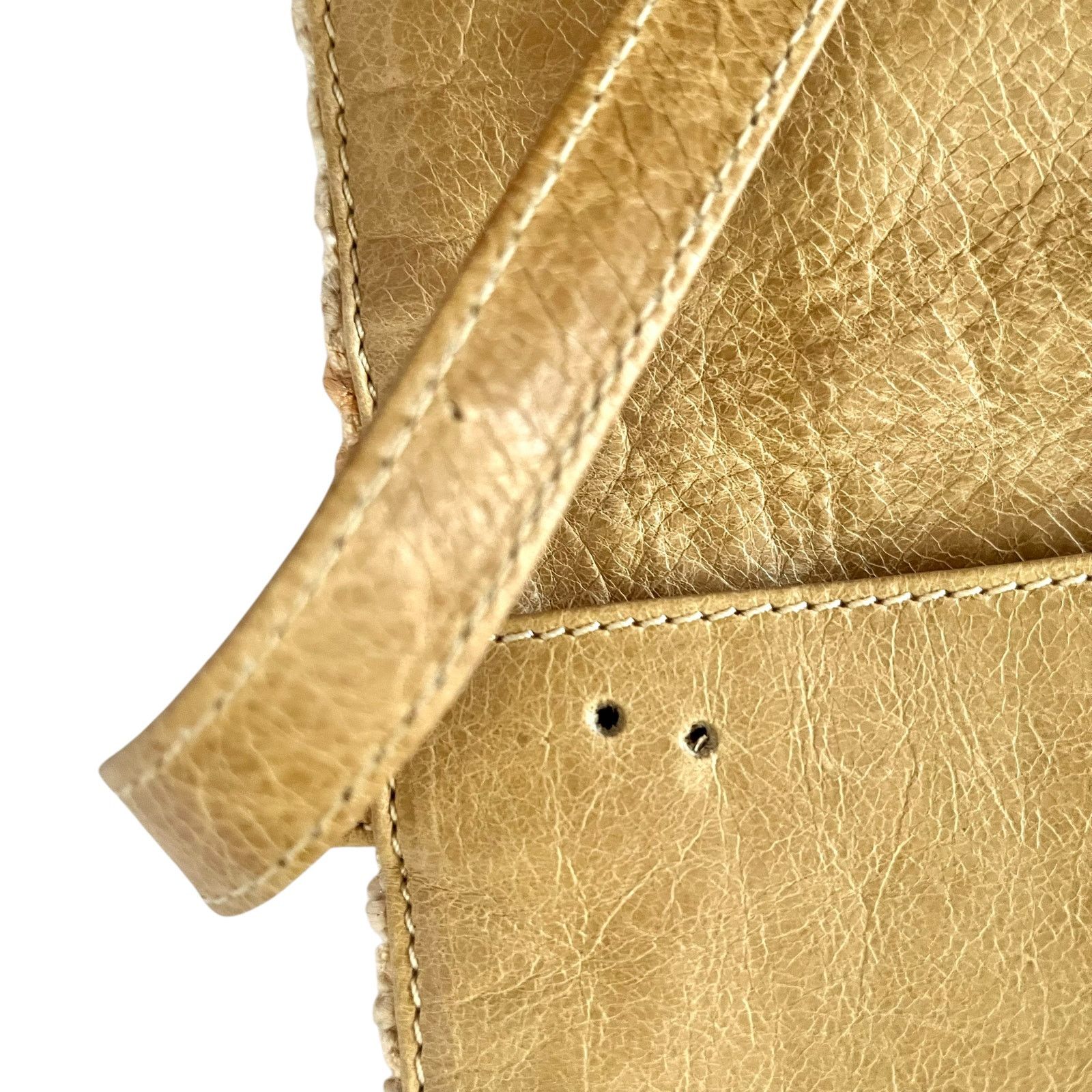 Missoni × Vintage Missoni Vintage Neutral Striped Knit Leather Flap Belt Bag Size ONE SIZE - 7 Thumbnail