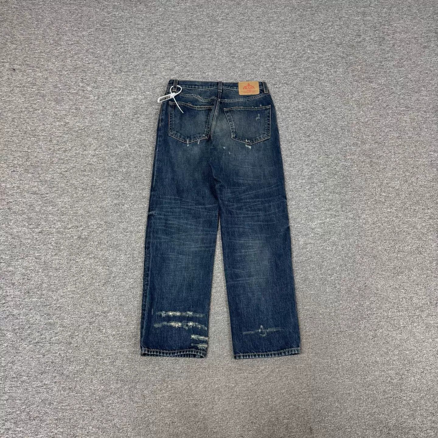 Prada Prada 26 back leather tag distressed jeans 99 new Size 26" / US 2 / IT 38 - 2 Thumbnail