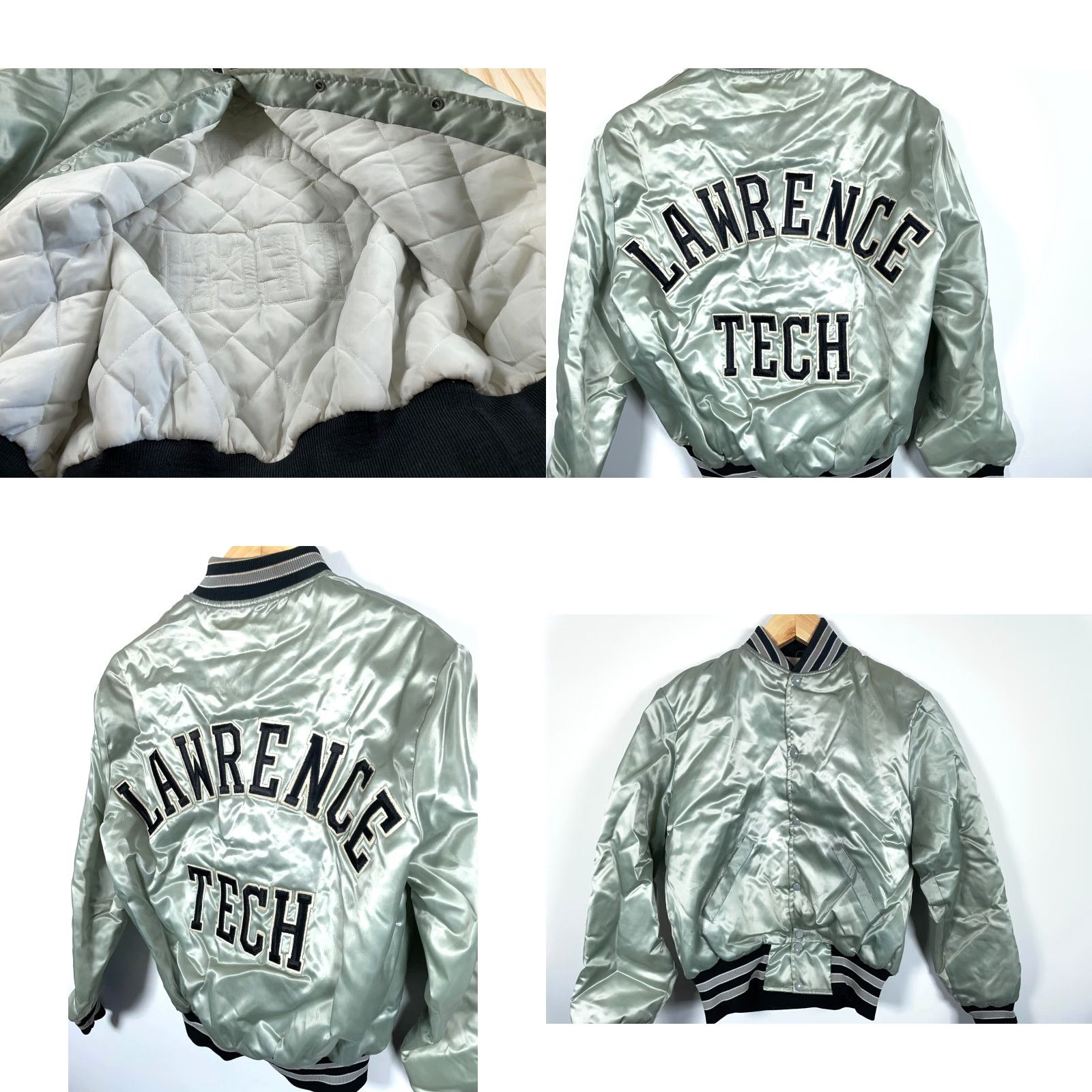 Holloway VINTAGE Holloway Jacket 80s Lawrence Tech Satin Bomber Jacket Adult Medium Silver Size US M / EU 48-50 / 2 - 9 Thumbnail