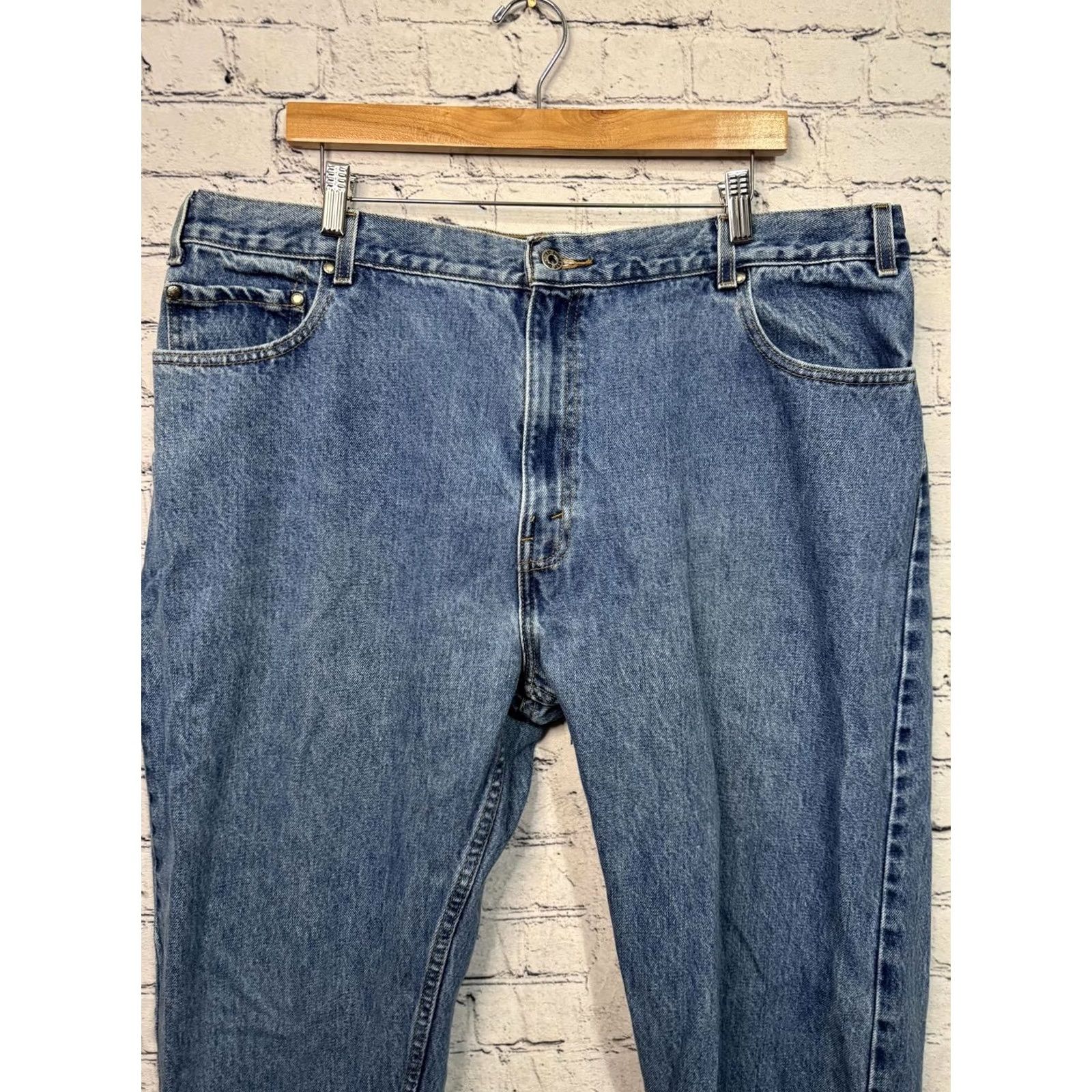Dockers Dockers Jeans Denim Men's Jeans W42 L30 Blue Solid Button 5-Pocket Regular Big & Tall Mens Size US 42 / EU 58 - 4 Thumbnail