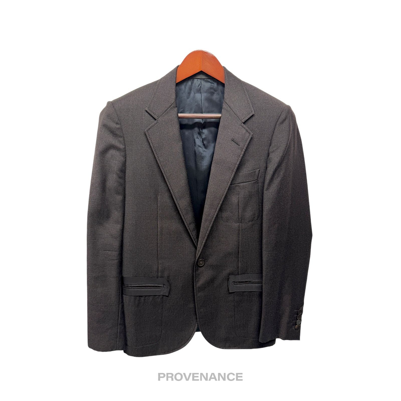 Lanvin 🔴 Lanvin Grosgrain Trim Blazer Jacket Coat - Grey 36 46 Size US S / EU 44-46 / 1 - 4 Thumbnail