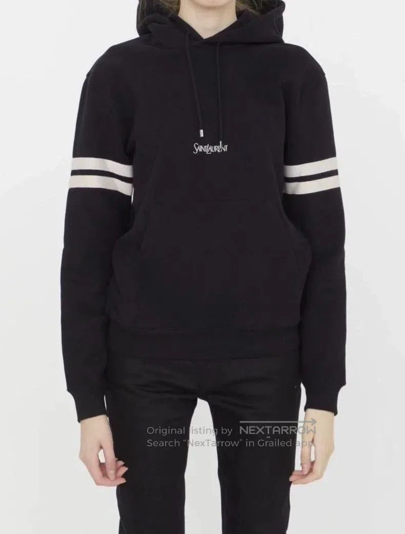 Other Saint Laurent Paris Black Slogan Striped Fleece Hoodie Size US S / EU 44-46 / 1 - 8 Thumbnail