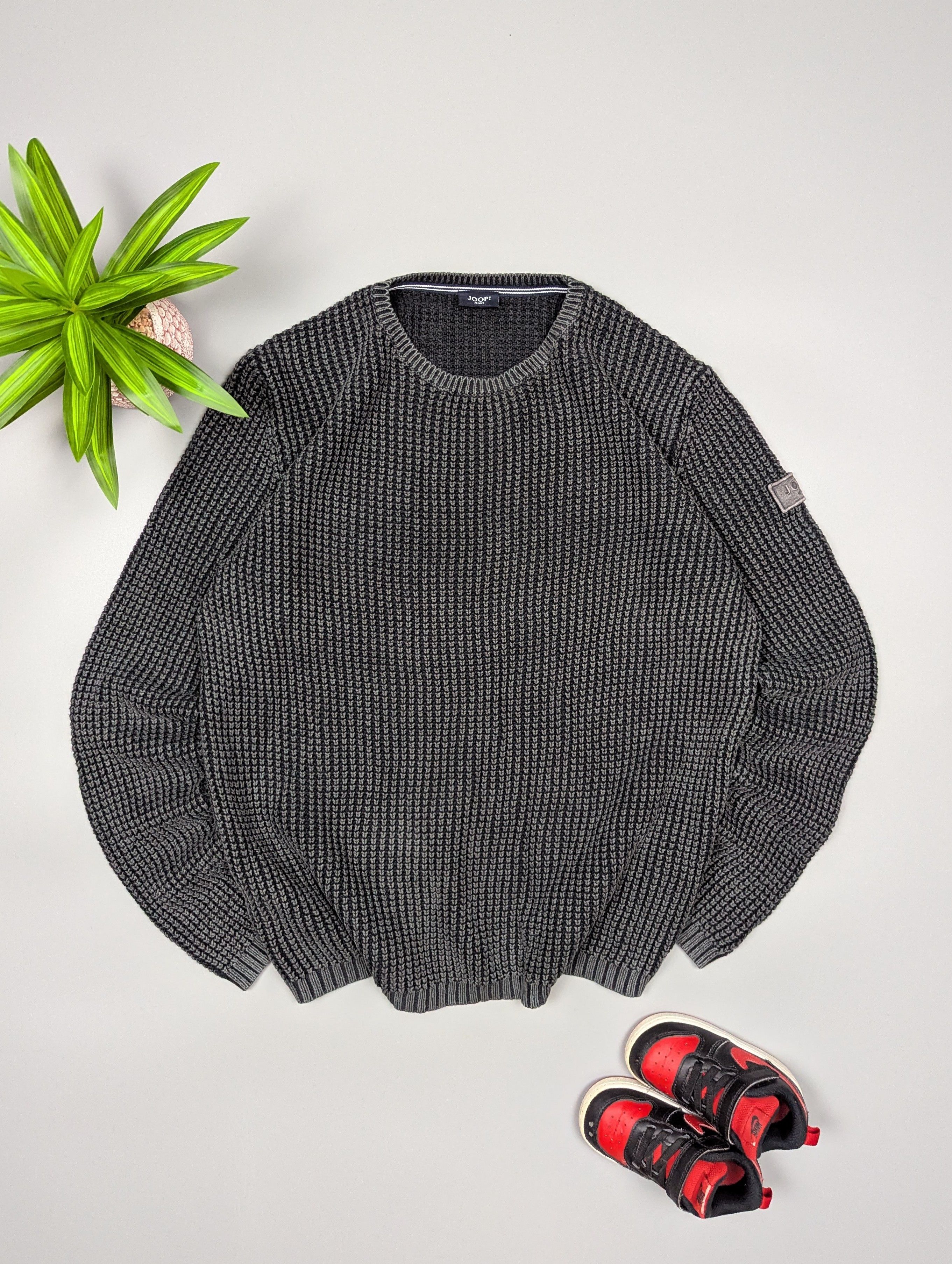 Joop! Joop! VTG Chunky Knit Sweater M Distressed Gray Size US M / EU 48-50 / 2 - 1 Thumbnail