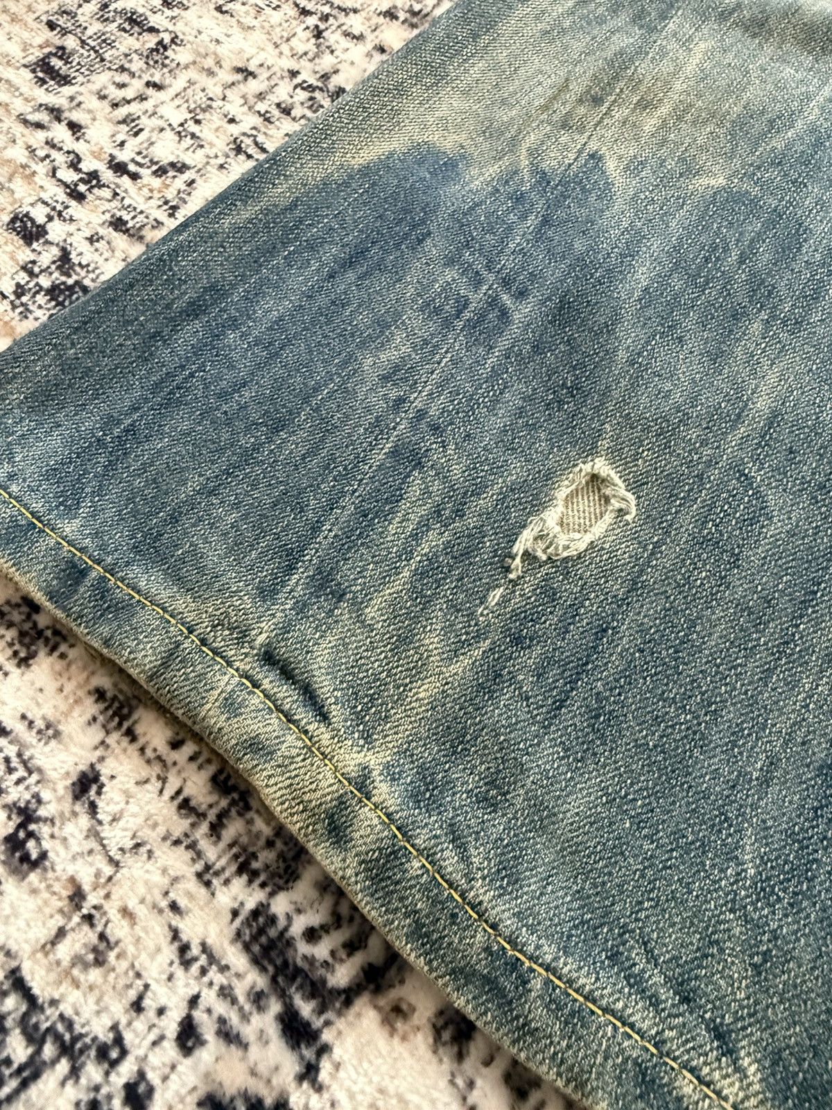 Le Grande Bleu (L.G.B.) Edwin Tokyo Mud Wash Distressed Flared Jeans Size US 36 / EU 52 - 10 Thumbnail