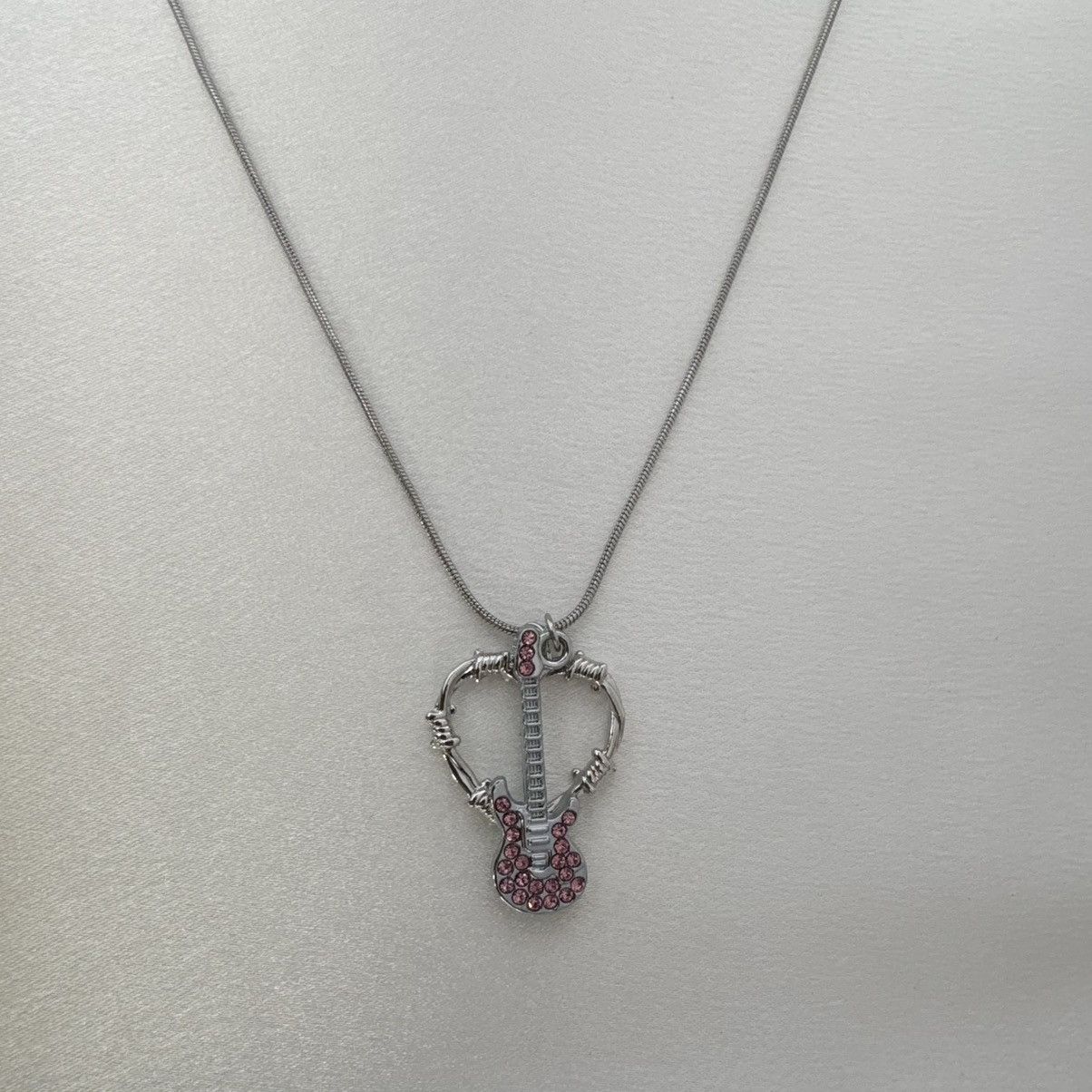 Other Love Heart Pink CZ Guitar Pendant Necklace for Women Size ONE SIZE - 1 Thumbnail