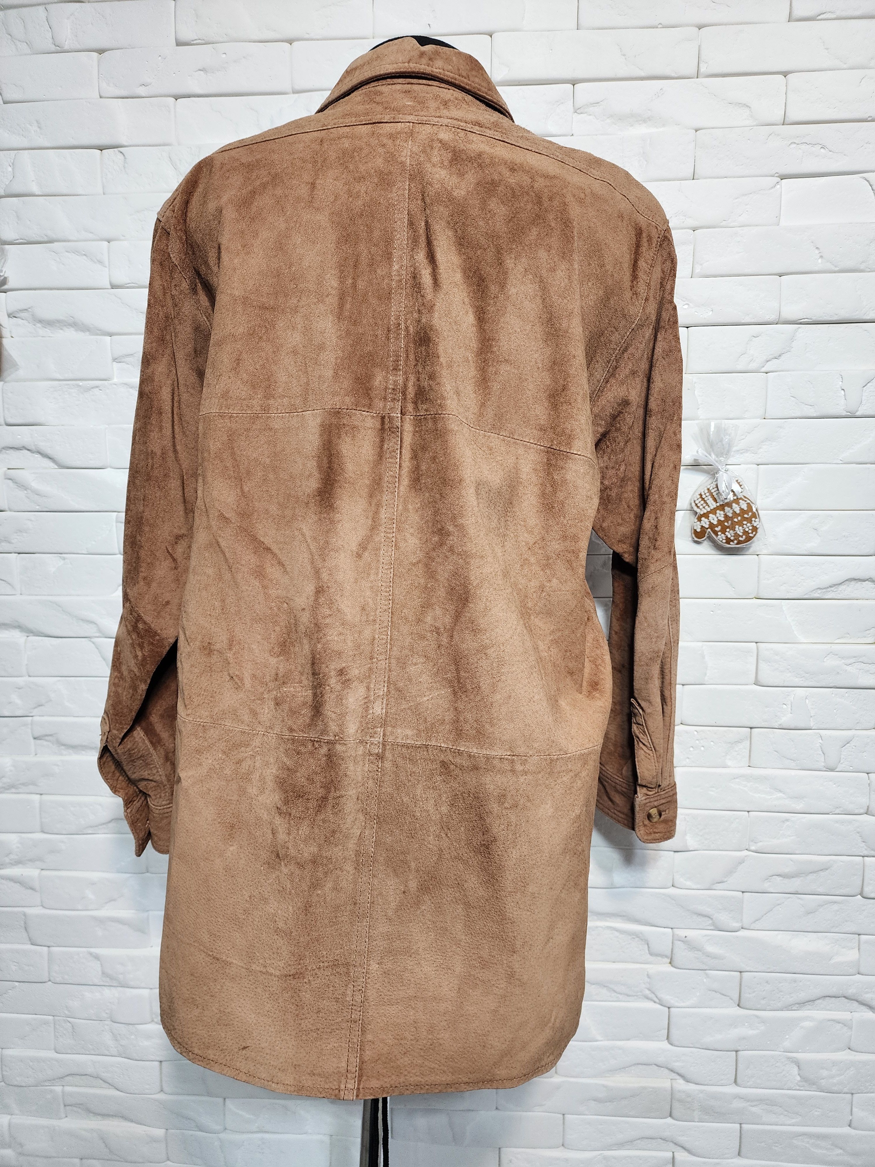 Genuine Leather Women's Suede Shirt: Brown Leather Simple Style Size XL / US 12-14 / IT 48-50 - 4 Thumbnail