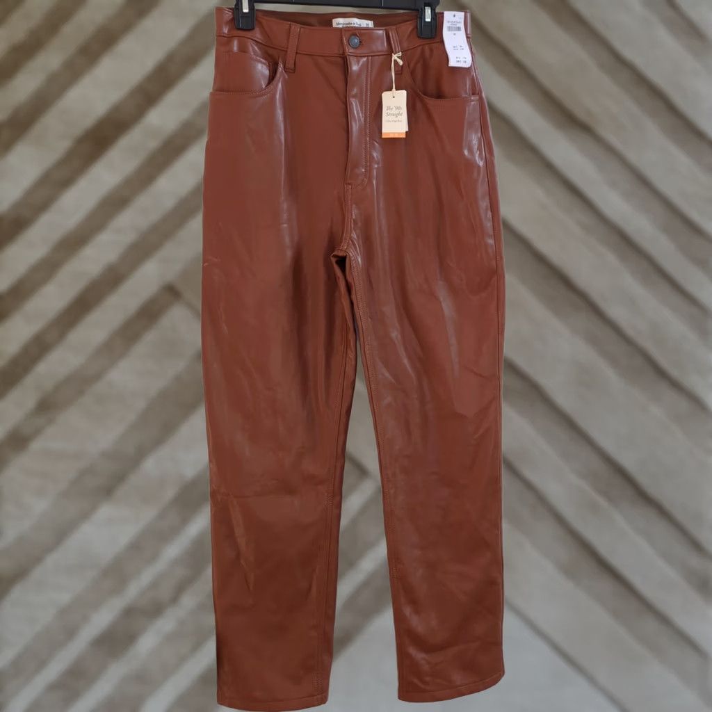 Abercrombie & Fitch Abercrombie & Fitch Pants 90s Straight High Rise Vegan Leather Brown 30/10 NWT Womens Regular Limited Vintage: No Size 30" / US 8 / IT 44 - 1 Thumbnail