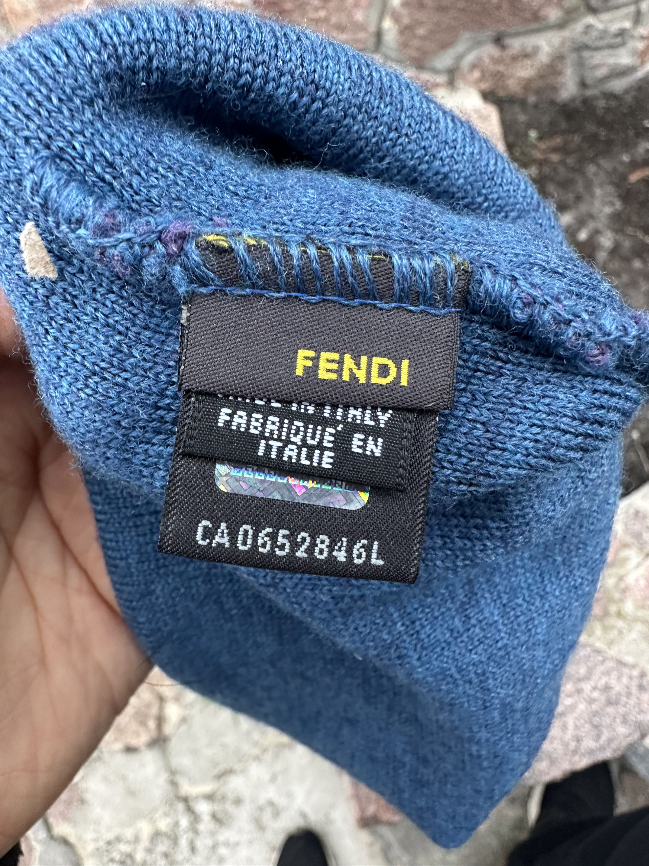 Fendi FENDI Hat Wool Purple Blue Zucca FF Logo Beanie Size ONE SIZE - 2 Thumbnail