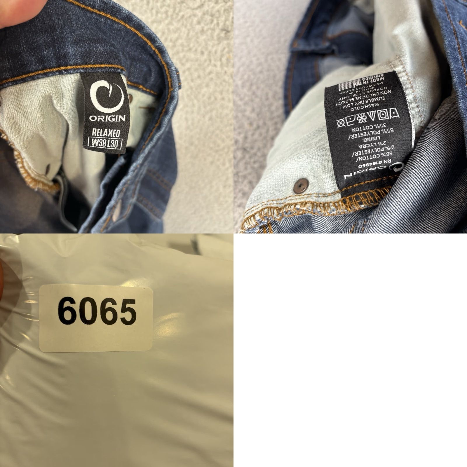 Vintage Origin USA Jeans Mens 38x30 Blue Bootcut Relaxed Fit Stretch Made USA Jeans Size US 38 / EU 54 - 8 Thumbnail