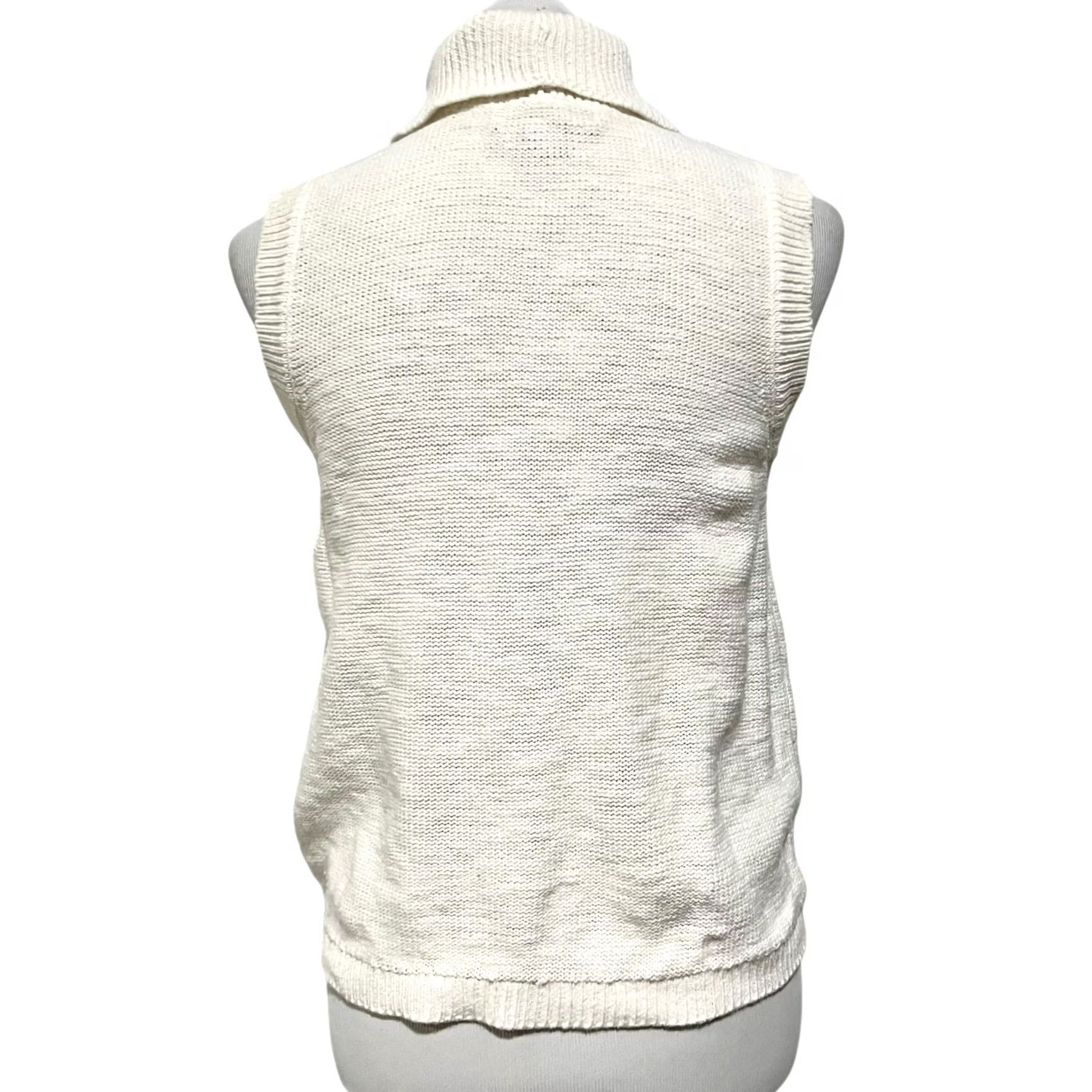 Sanctuary Sanctuary Sleeveless Turtleneck Sweater Ivory 100% Cotton Women’s Size Large Size L / US 10 / IT 46 - 4 Thumbnail