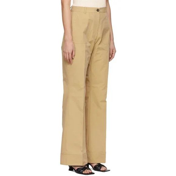 SSENSE DRAE Cotton Patch Pocket Flared Trousers Size M Womens Beige Size 30" / US 8 / IT 44 - 13 Thumbnail