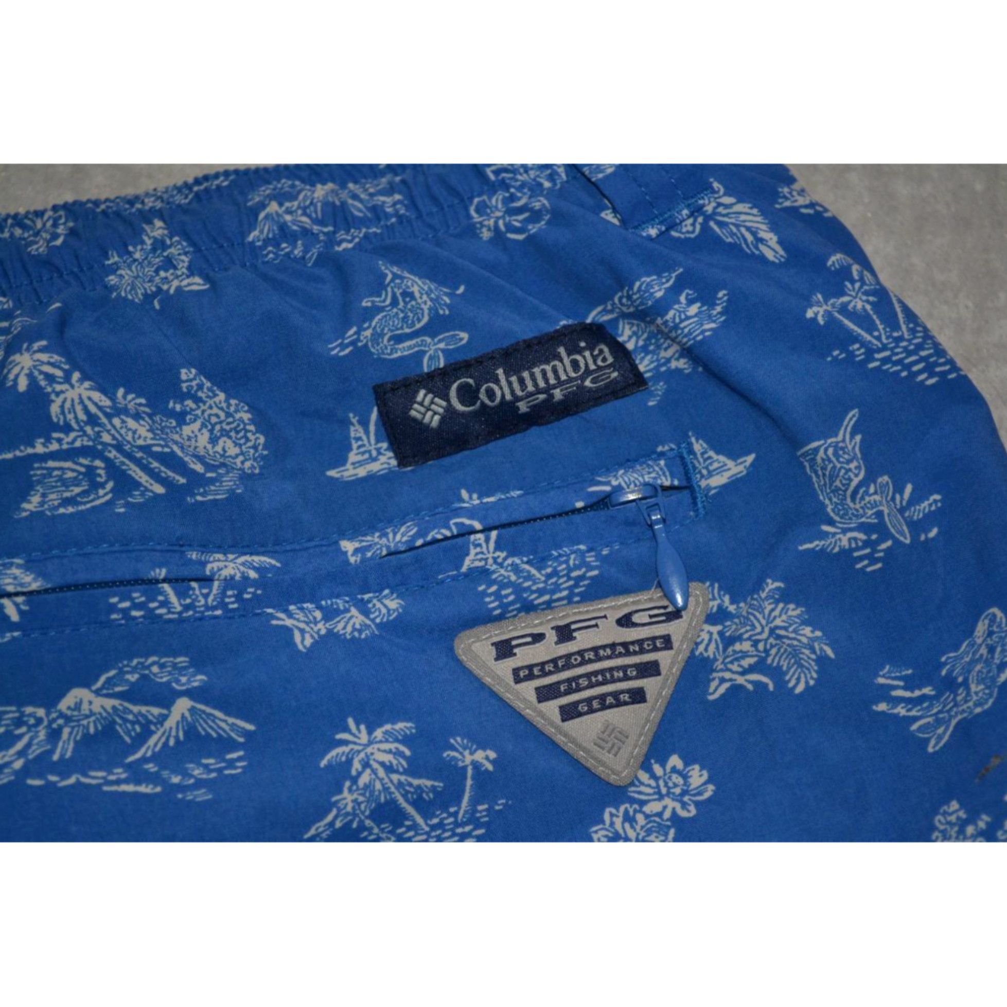 Vintage Columbia PFG Fishing Blue Mermaid Tropical Print Size 2XL Adult Mens Shorts Collection Grailed