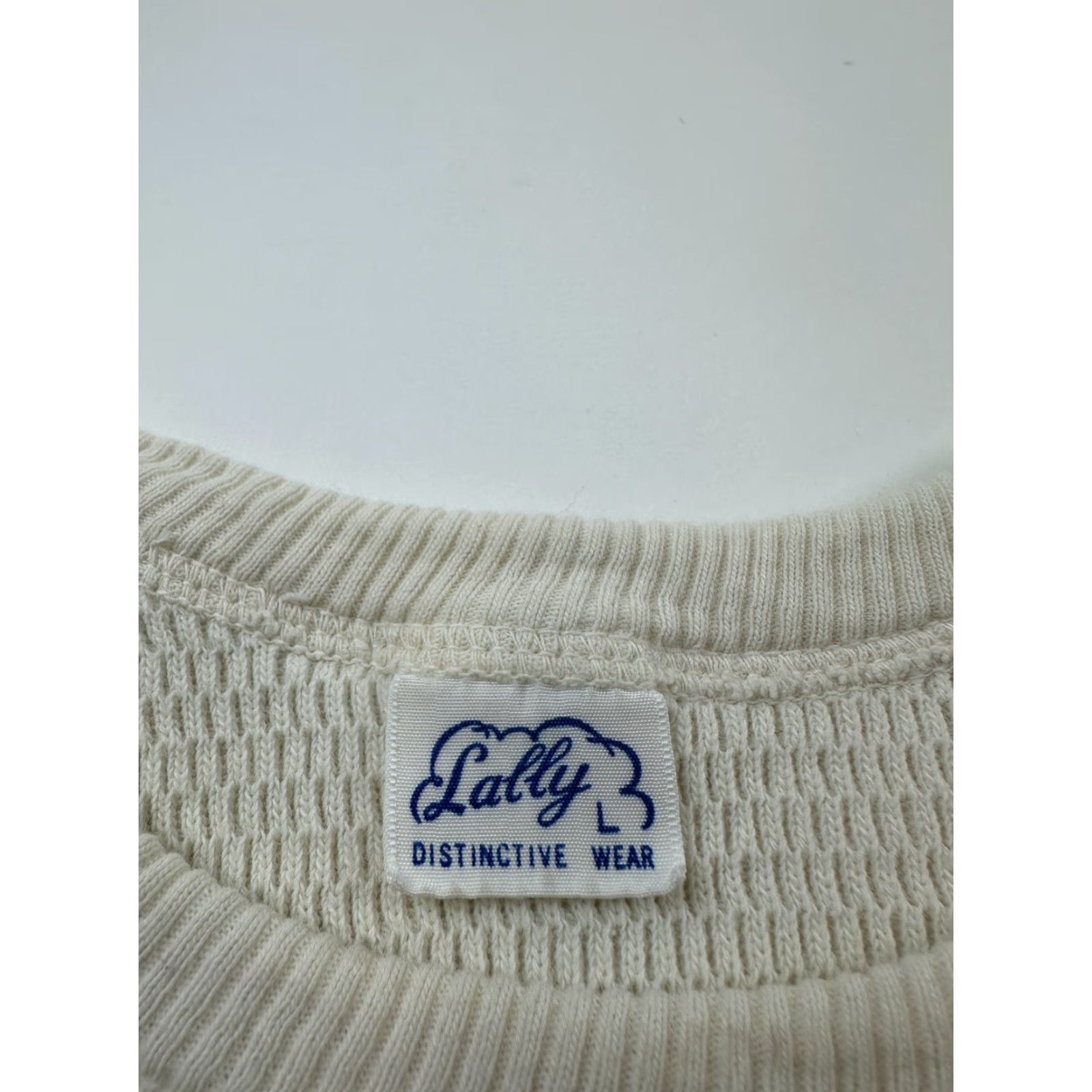 Vintage Lally Shirt Womens Large White Thermal Waffle Knit T-Shirt Raglan Long Sleeve Crew Neck Size L / US 10 / IT 46 - 3 Thumbnail