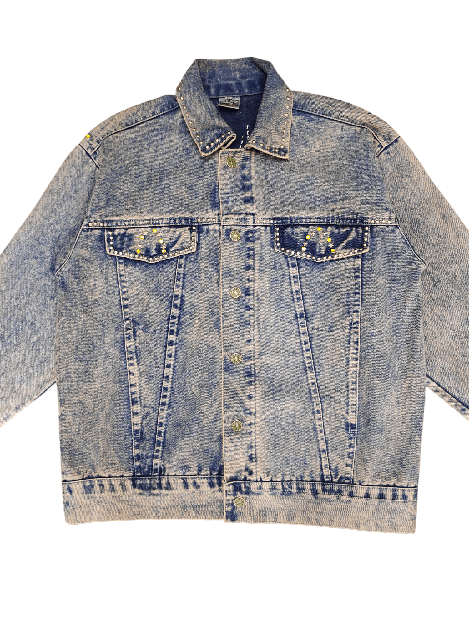 Vintage 1990s Indianapolis 500 Studded Oversize Trucker Denim Jacket Size US M / EU 48-50 / 2 - 12 Thumbnail