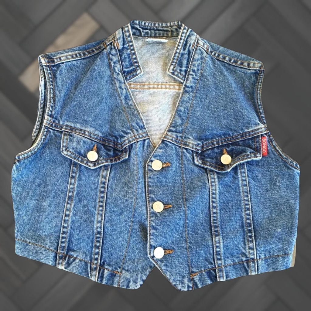 Vintage VINTAGE BONGO Denim Vest 80s 90s Made In USA Size M Blue Cropped Size 32" / US 10 / IT 46 - 1 Thumbnail