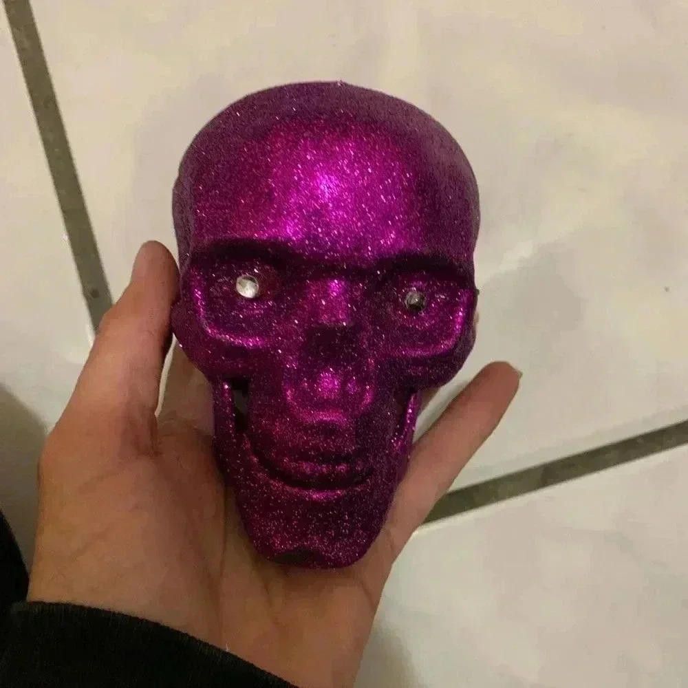 Designer Sparkling Pink Glitter Skull Decoration Size ONE SIZE - 2 Thumbnail