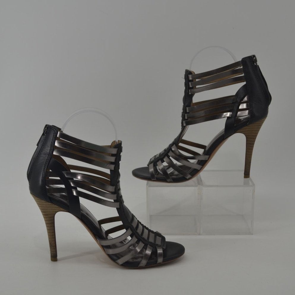 Coach Coach Lucy Women's Sandals Black Silver Metallic Leather 6.5 Size US 6.5 / IT 36.5 - 9 Thumbnail