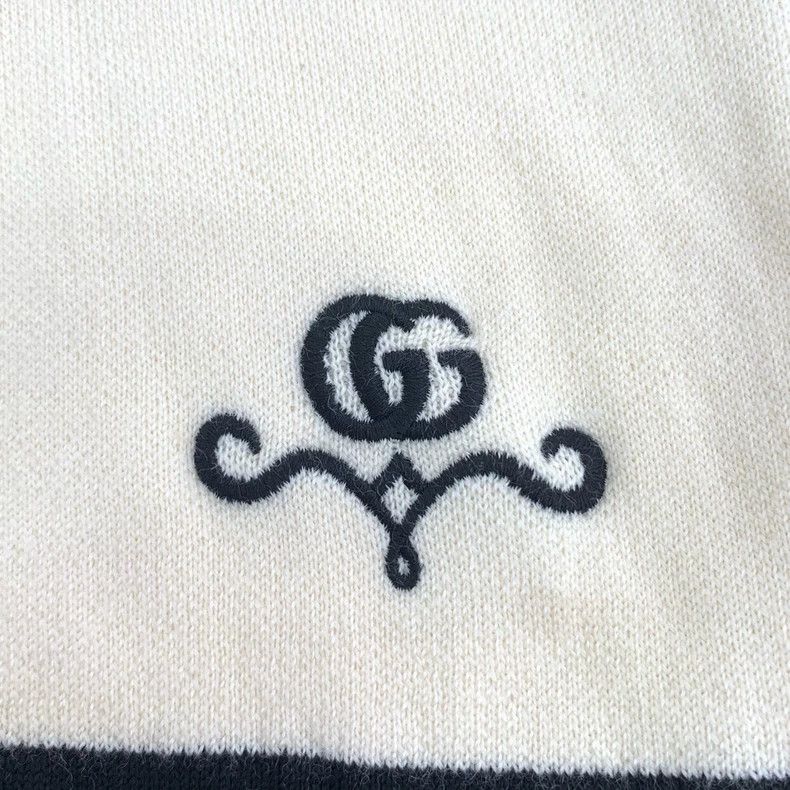Gucci Gucci Double G embroidered striped trim beige wool short-sl Size US XS / EU 42 / 0 - 6 Thumbnail
