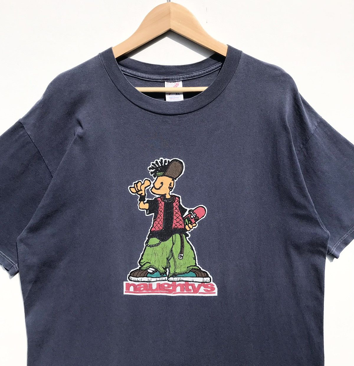 Vintage Vintage 90s Naughty's Skateboard Shirt Naughty SunFaded Size US XL / EU 56 / 4 - 10 Thumbnail