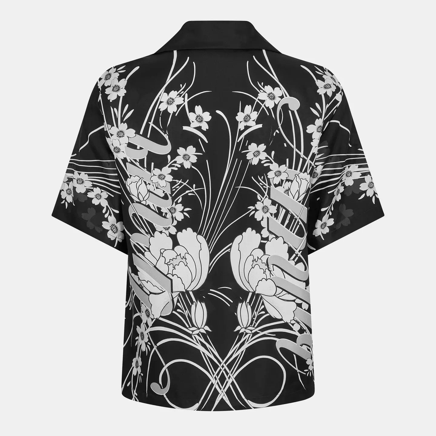 Amiri o1g2r1mq0426 Floral Relaxed Fit Bowling Shirt in Black/White Size US L / EU 52-54 / 3 - 2 Thumbnail