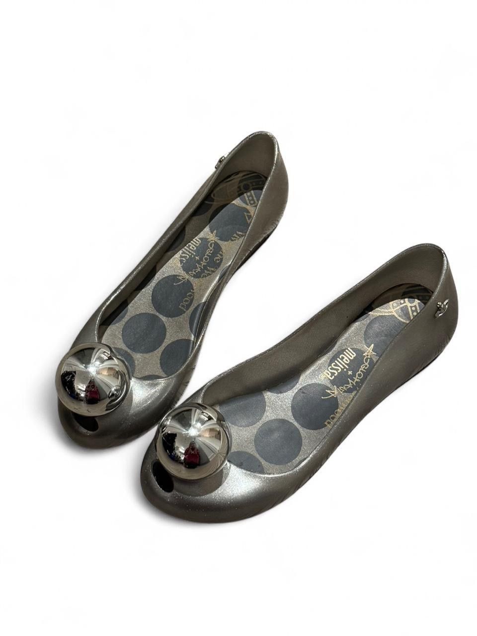 Melissa × Vivienne Westwood Super Rare Vivienne Westwood Melissa Silver Ballet Flats Size US 5.5 / IT 35.5 - 1 Thumbnail