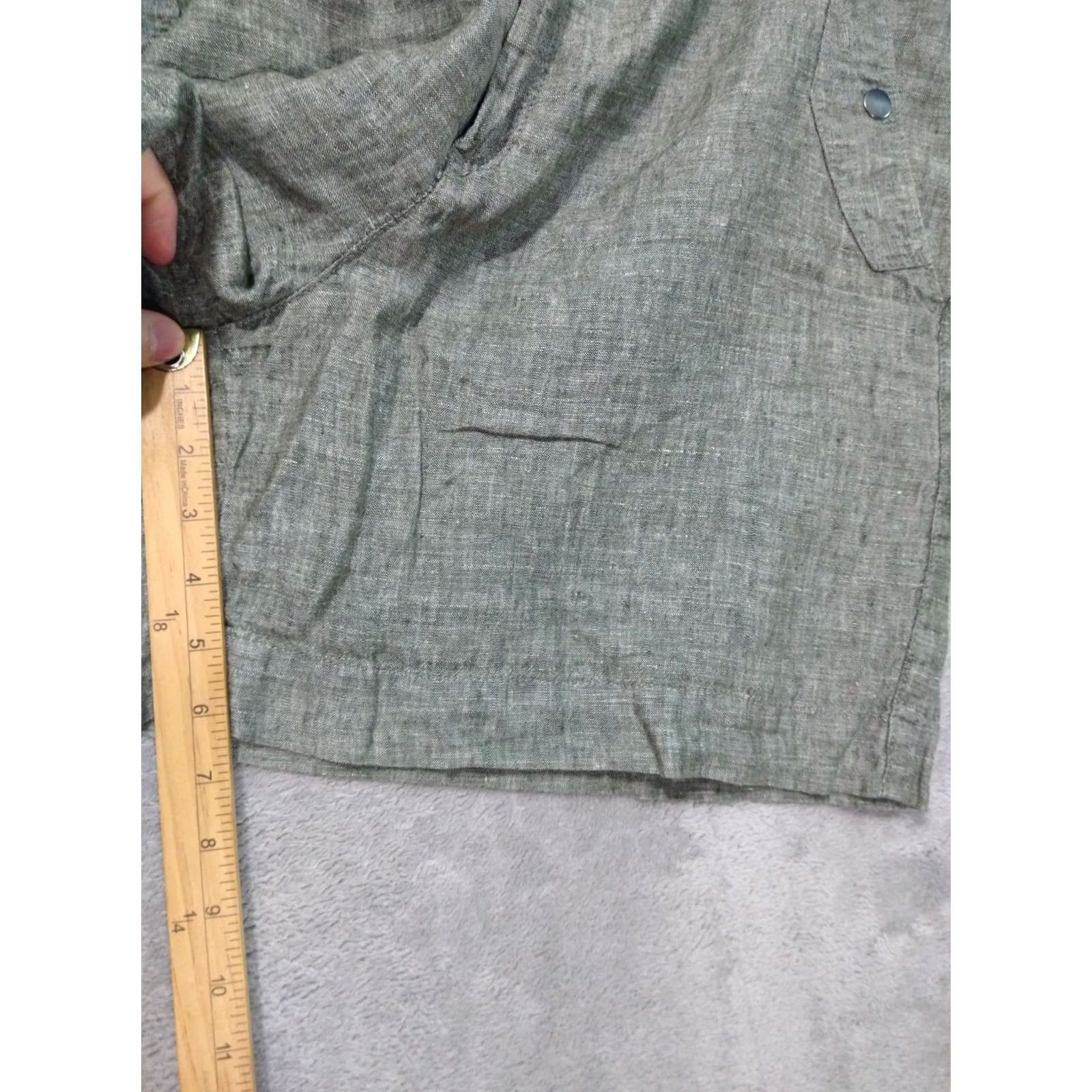 Athleta Athleta Shorts Womens 16 Green Voyager Linen High Rise Elastic Waist Beachy Size 38" / US 16 / IT 52 - 5 Thumbnail