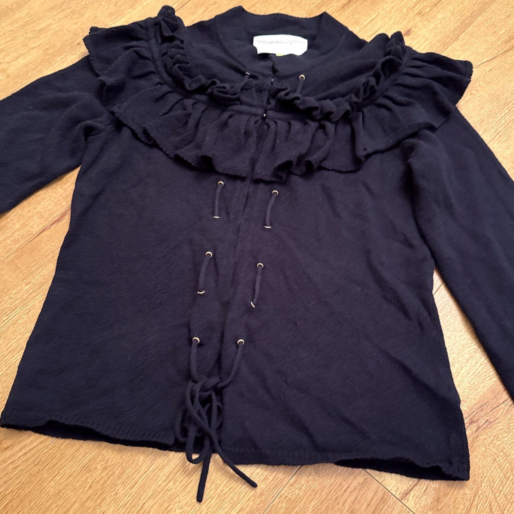 Anthropologie **Leofdottir Blue L Size Long Sleeve Ruffle Cardigan Sweater** User: Leofdottir Blue L Size Long Sleeve Ruffle Cardigan Sweater Size L / US 10 / IT 46 - 3 Thumbnail