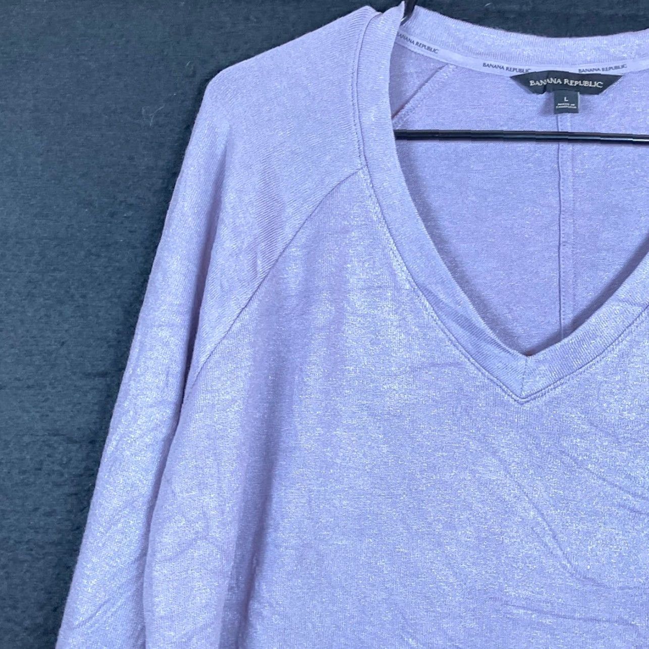 Banana Republic Banana Republic Womens Sweater Violet V Neck Long Sleeve Tunic Stretch Large Size L / US 10 / IT 46 - 4 Thumbnail