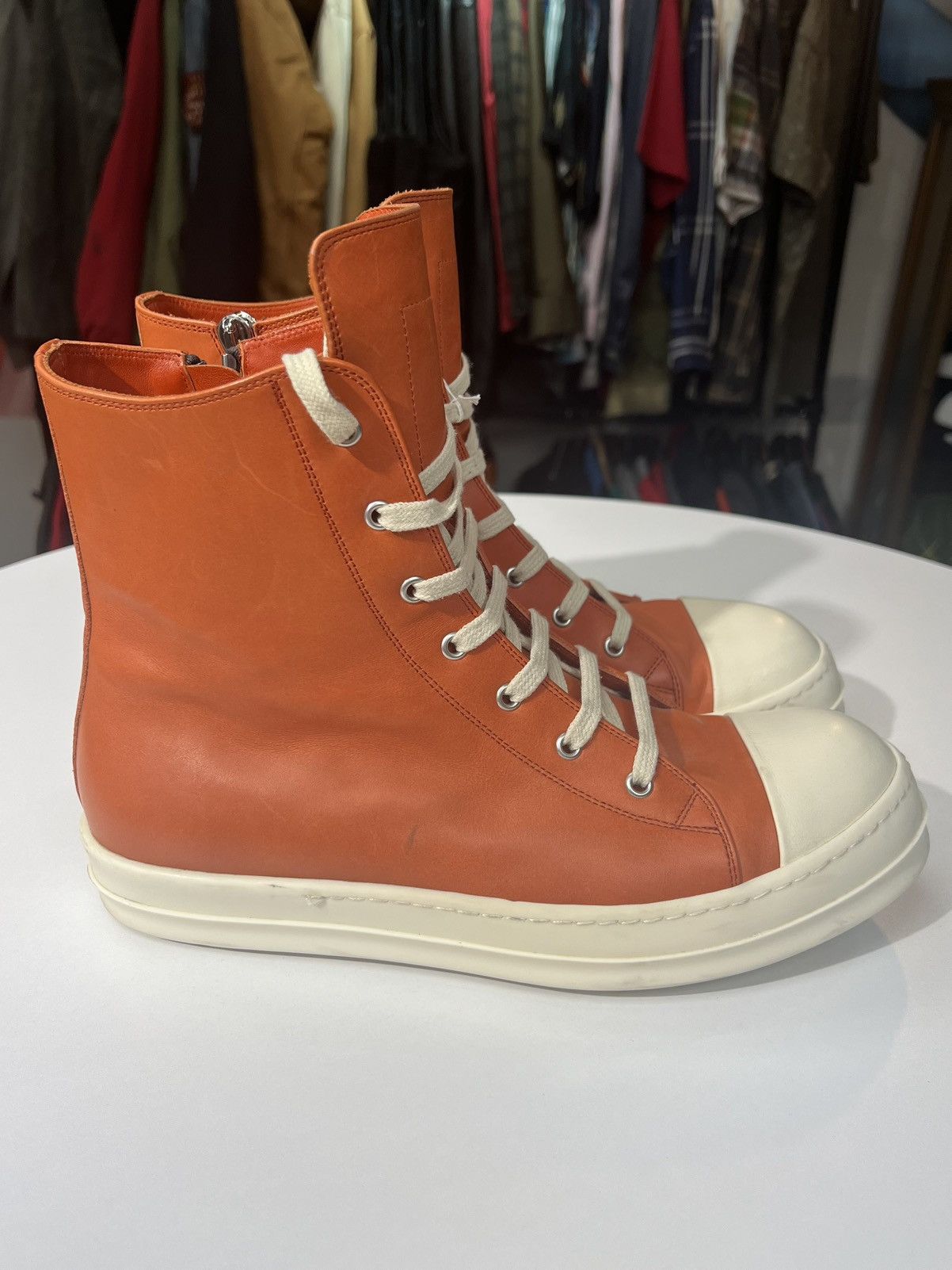 Rick Owens Preowned Rick Owens Fogachine Hi-Top ‘Orange’ Size US 11 / EU 44 - 2 Thumbnail