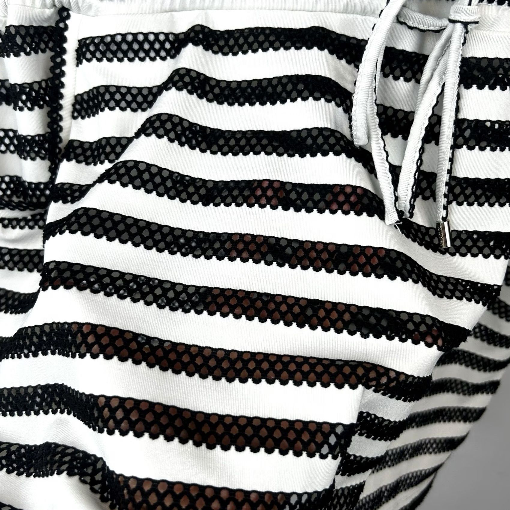 Calvin Klein Calvin Klein Womens Large Striped Cover Up - Drawstring Pockets - Black Polyester Spandex Size ONE SIZE - 6 Thumbnail