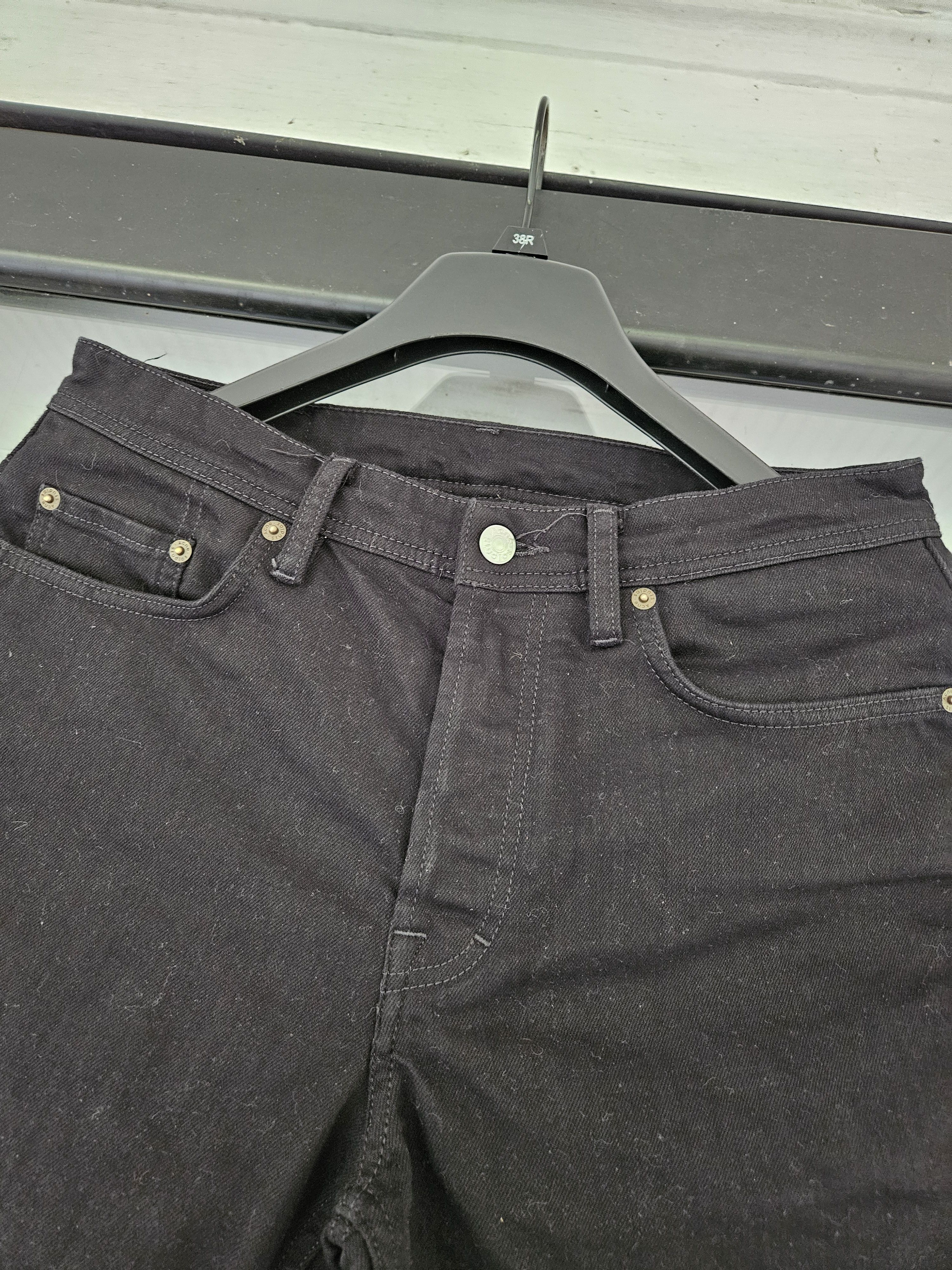 Acne Studios River Stay Black Leather Back Patch Denim Jeans Size US 31 - 6 Thumbnail