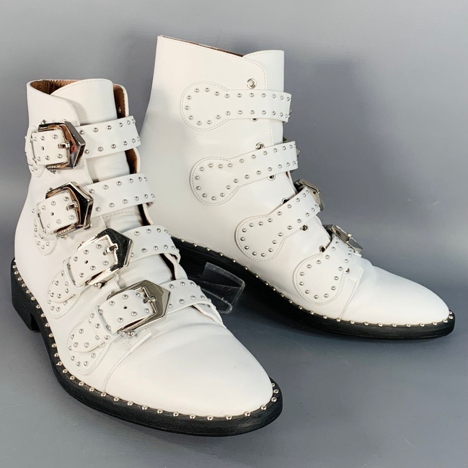 Givenchy GIVENCHY Size 9 White Studded Belted Ankle Boots Size US 9 / IT 39 - 1 Thumbnail