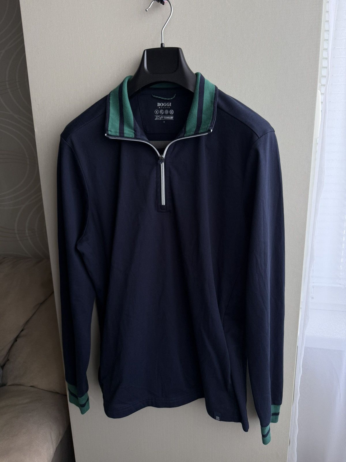 Boggi BOGGI Milano 1/4 Zip Sport Sweatshirt Technology Navy Size M Size US M / EU 48-50 / 2 - 2 Thumbnail