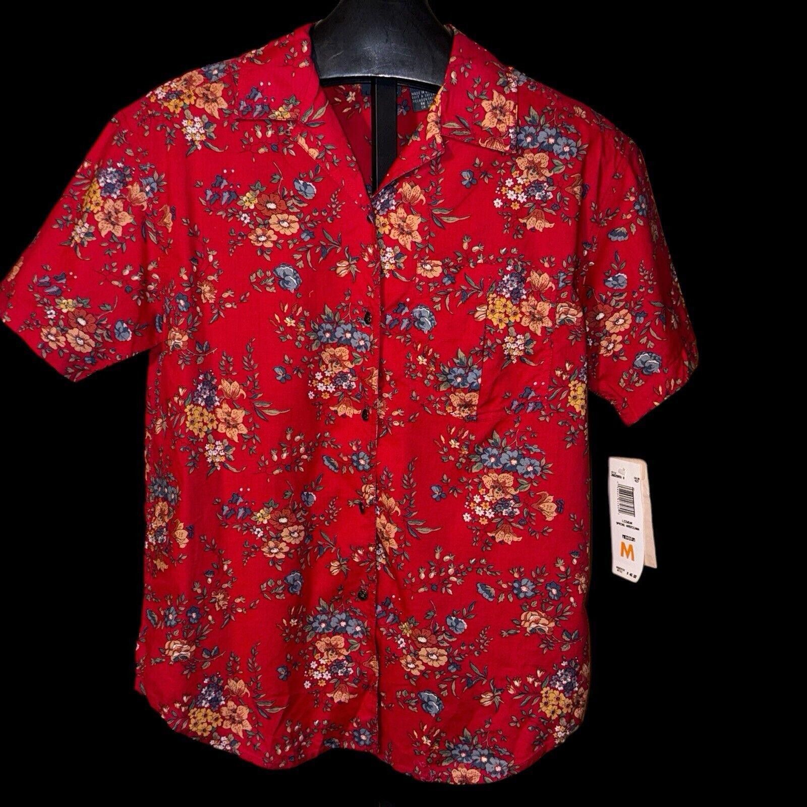 Designer NWT Vintage Liz Wear Claiborne Red Cotton Button Up Top Sz M Size M / US 6-8 / IT 42-44 - 7 Thumbnail