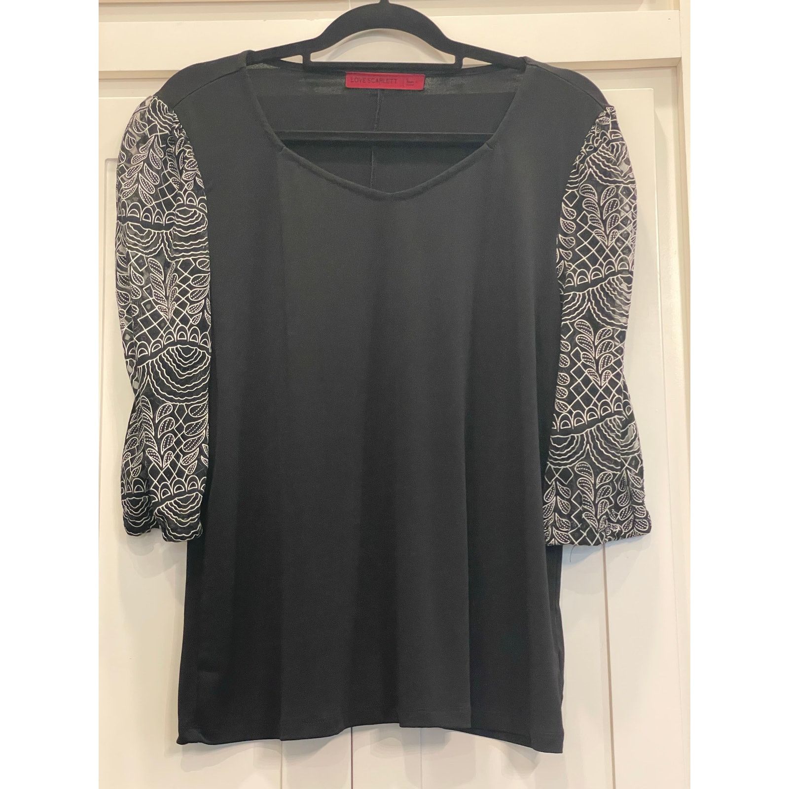 Other Love Scarlet LG Blouse black with lace sleeves Size L / US 10 / IT 46 - 1 Thumbnail