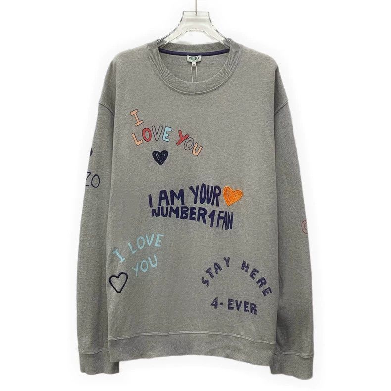 Kenzo KENZO Gray letter printed cotton round neck long sleeve ho Size US XXL / EU 58 / 5 - 1 Thumbnail