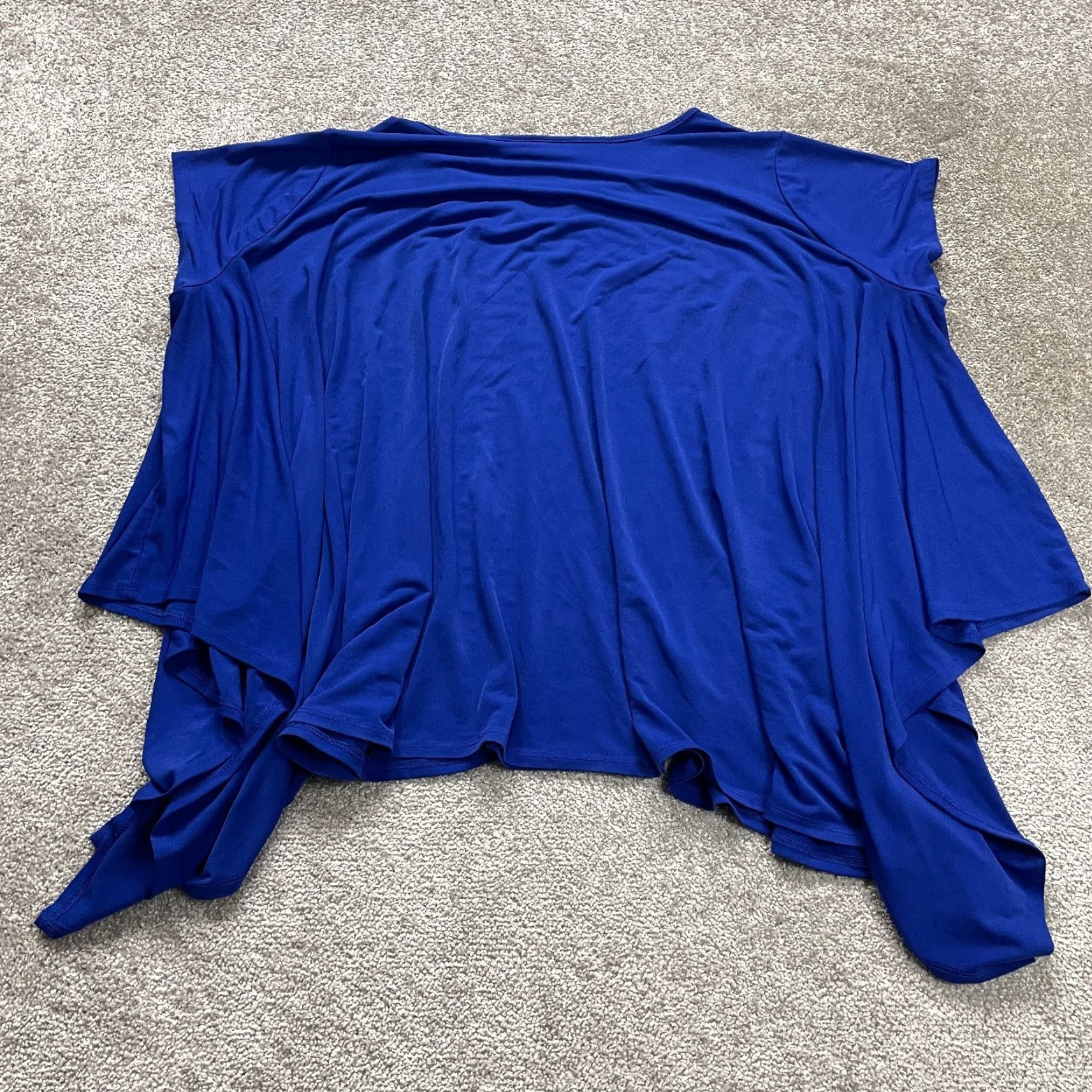 Vintage Cato Blouse Womens Plus 18/20W Royal Blue Key Hole Oversized Stretch Top Size 3XL / US 20-22 - 2 Thumbnail